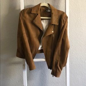 Faux suede moto jacket